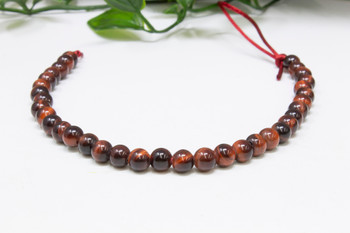 Red Tiger Eye A Grade Polished 6mm Round - 2mm Large Hole